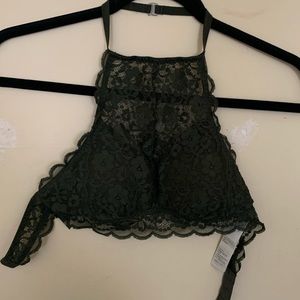 HOLLISTER DARK GREEN LACE BRALETTE